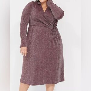 Lurex Faux-Wrap Collar Midi Dress - NWT 
Color - Deep cranberry